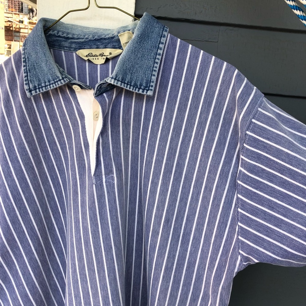 Denim collar polo